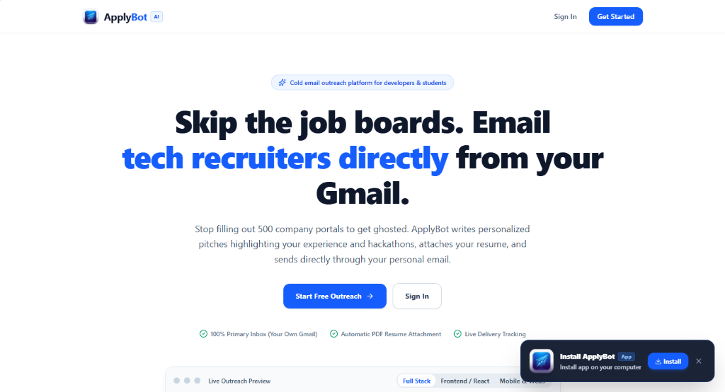 ApplyBot - Internship Outreach Automation Platform